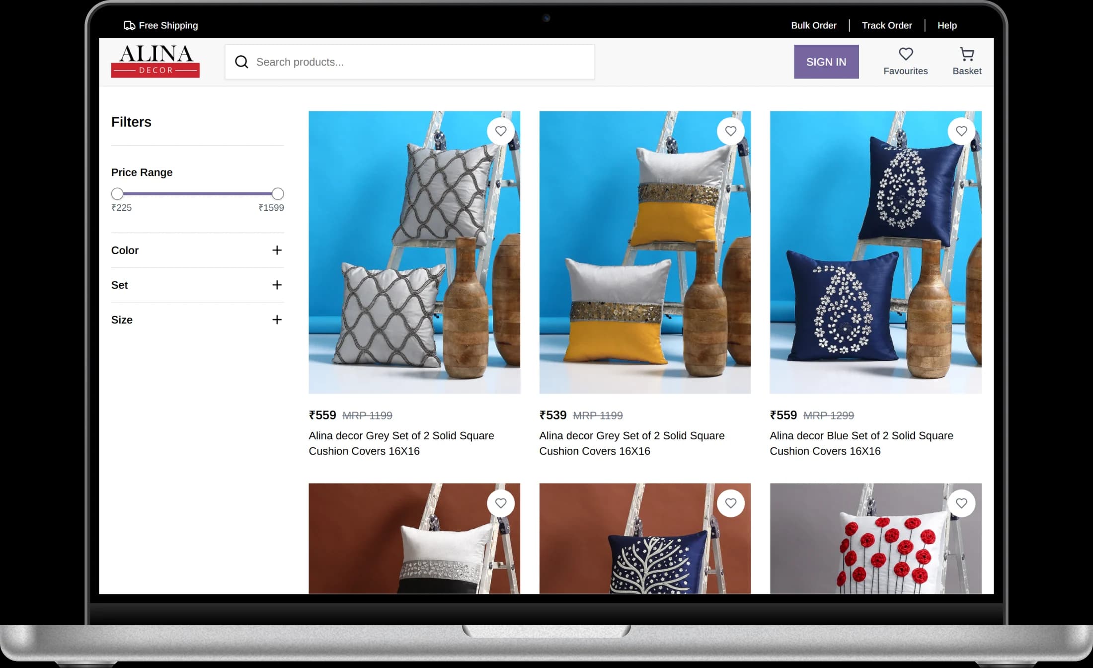 Alina Decor web screenshot 3 showing key features and user interface