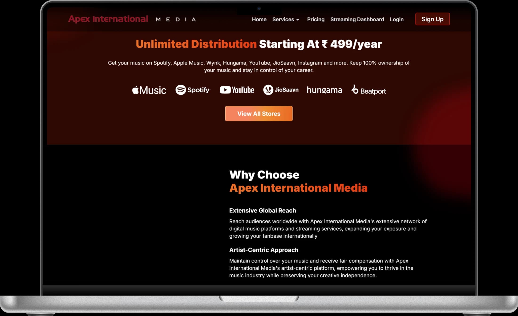 Apex International Media web screenshot 4 showing key features and user interface
