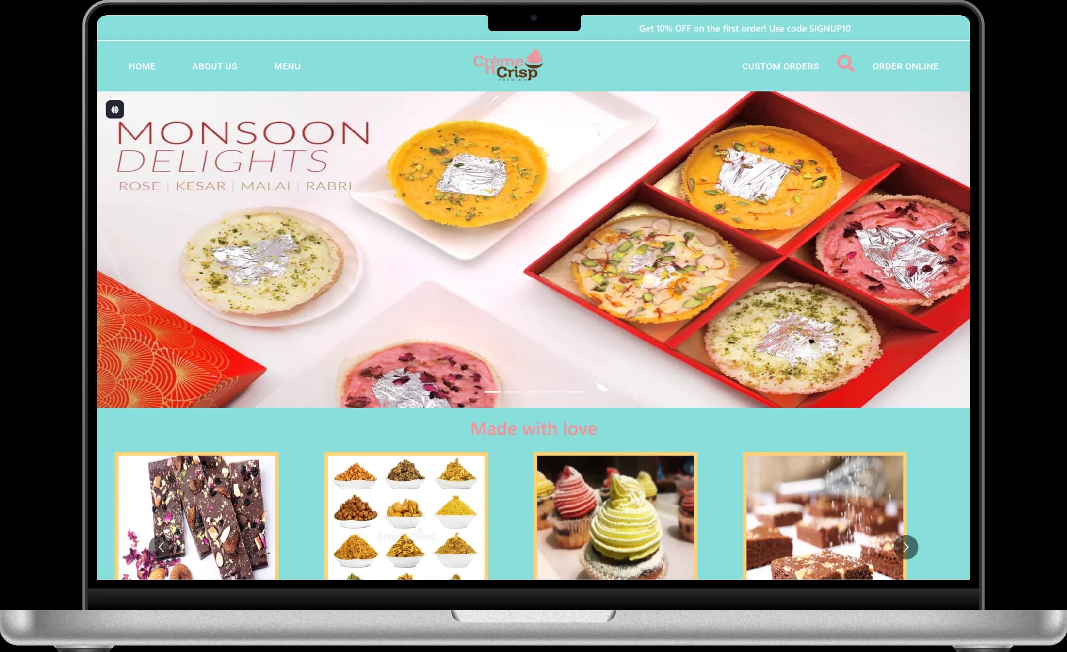 Creme n Crisp web screenshot 1 showing key features and user interface