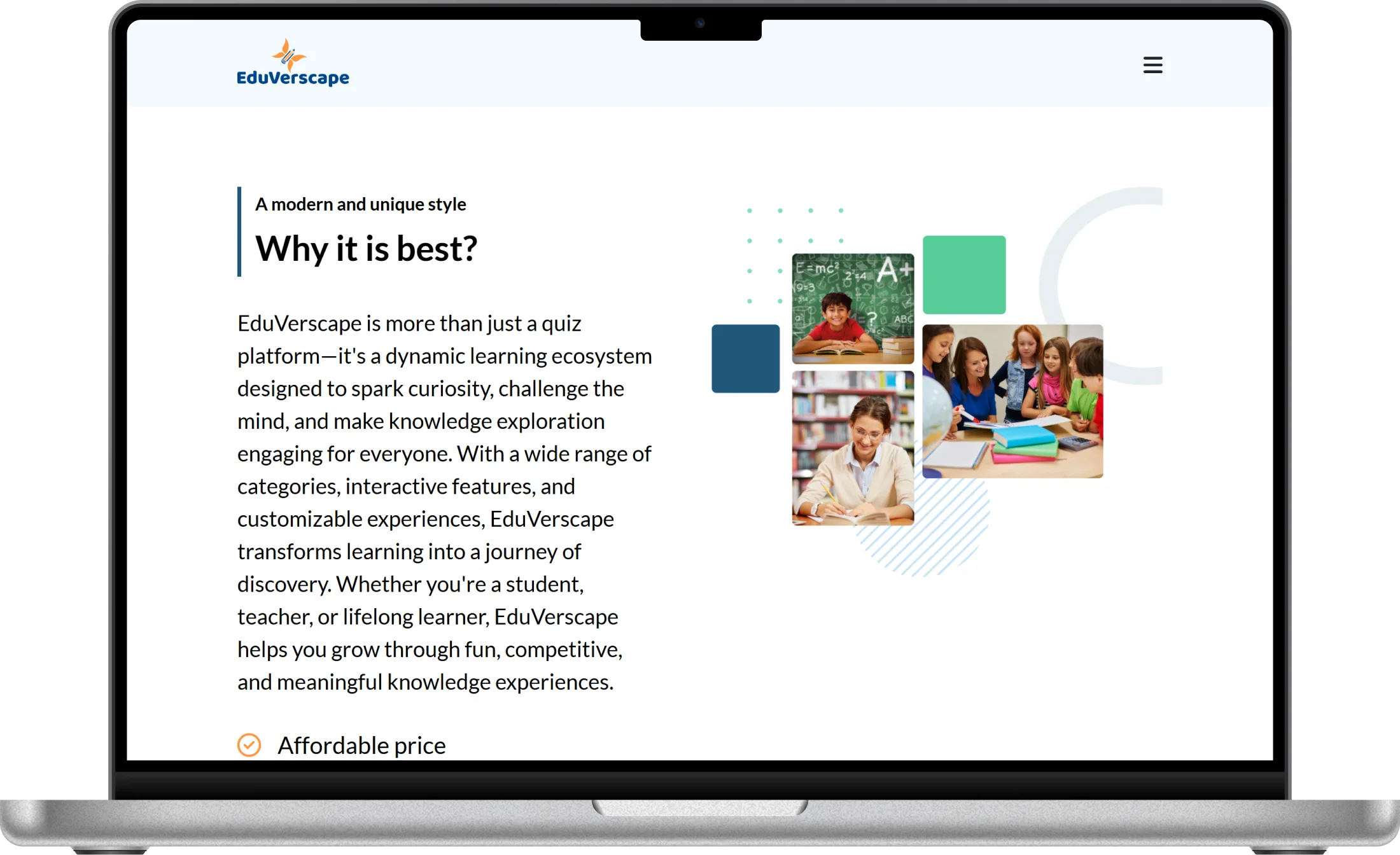 Eduverscape web screenshot 3 showing key features and user interface