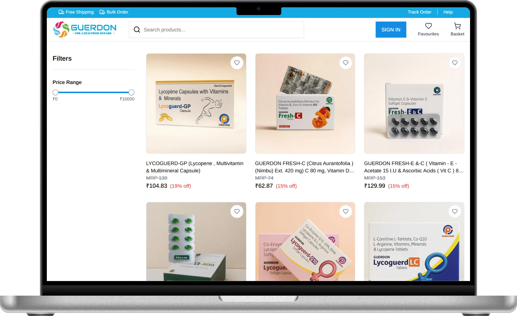Guerdon Pharma web screenshot 2 showing key features and user interface