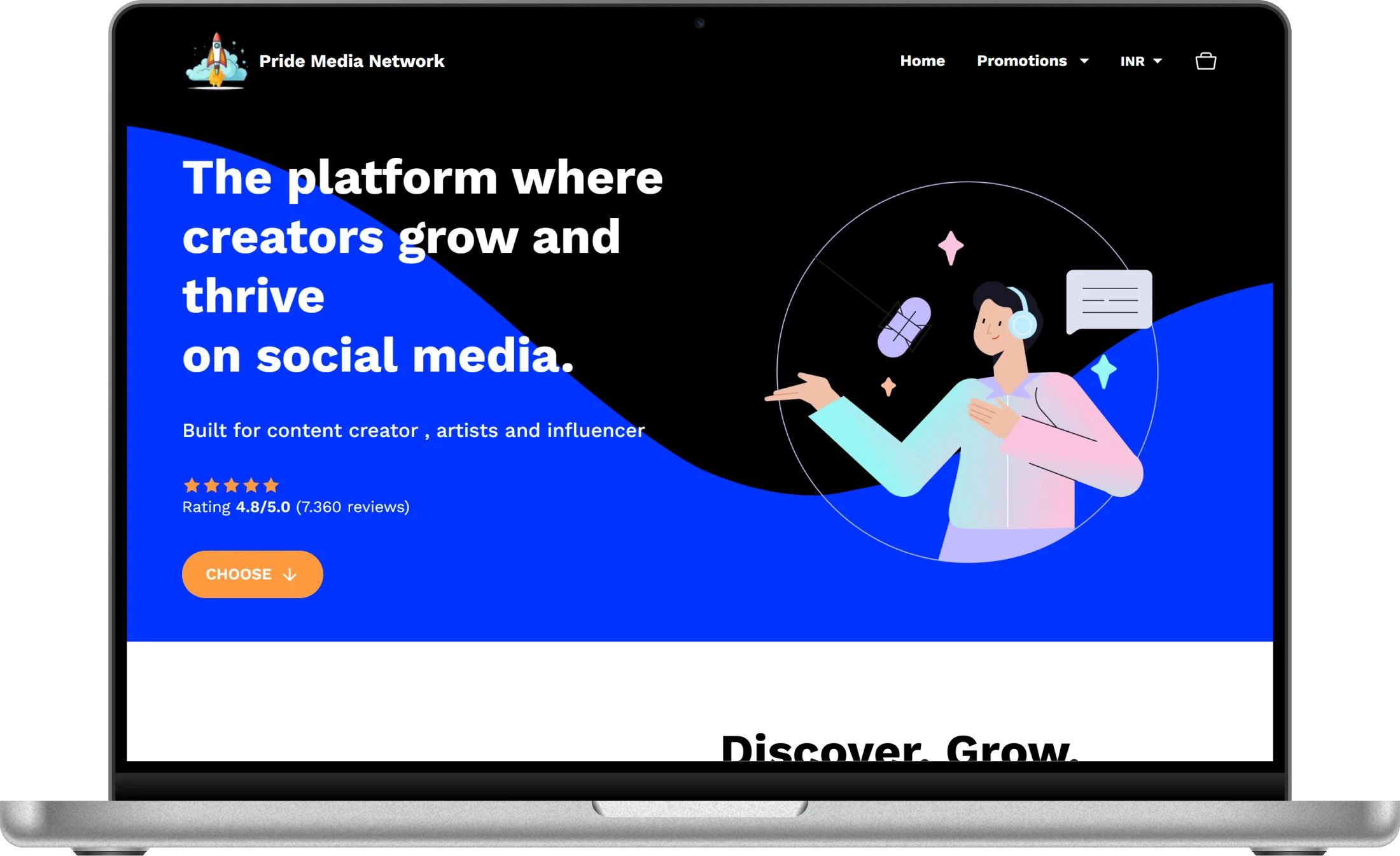 Pride Media Network web screenshot 1 showing key features and user interface