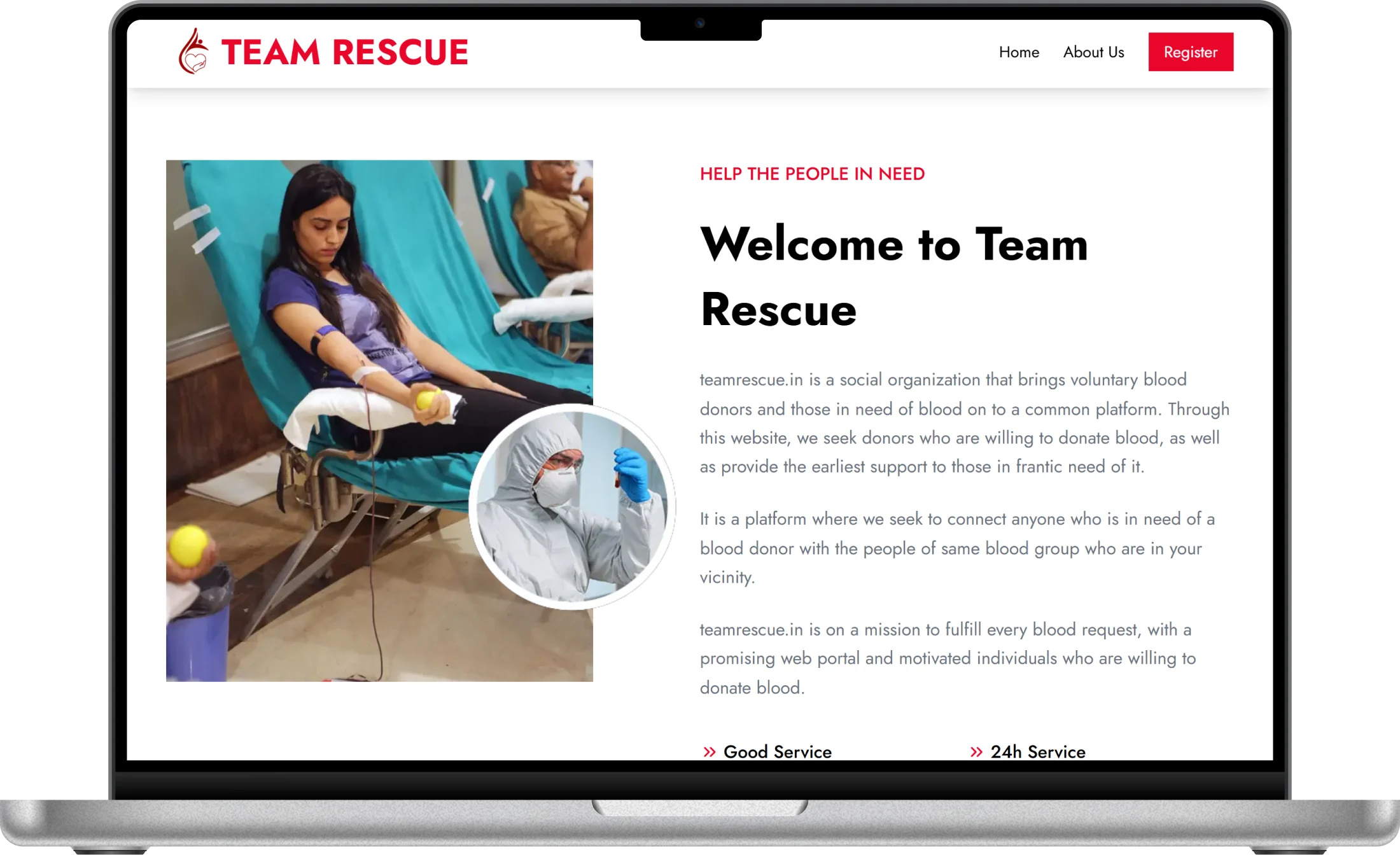 Team Rescue web screenshot 2 showing key features and user interface
